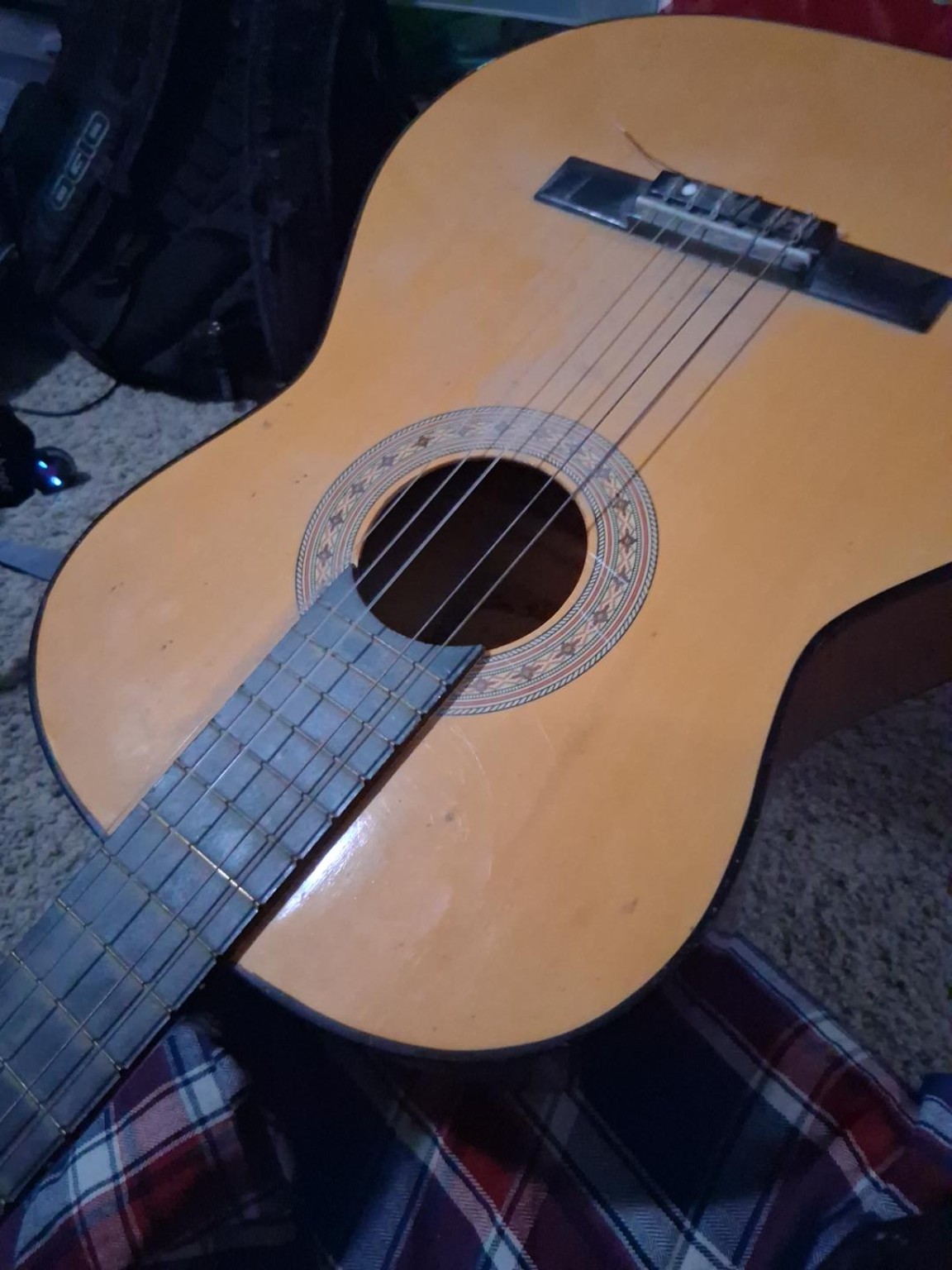 Classical guitar being serviced